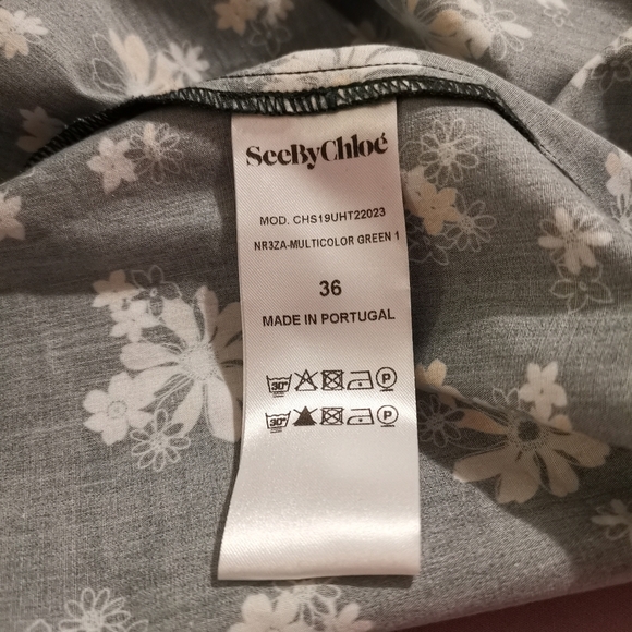 See by Chloe size 36 dark green floral Puff sleeve top - Picture 5 of 9